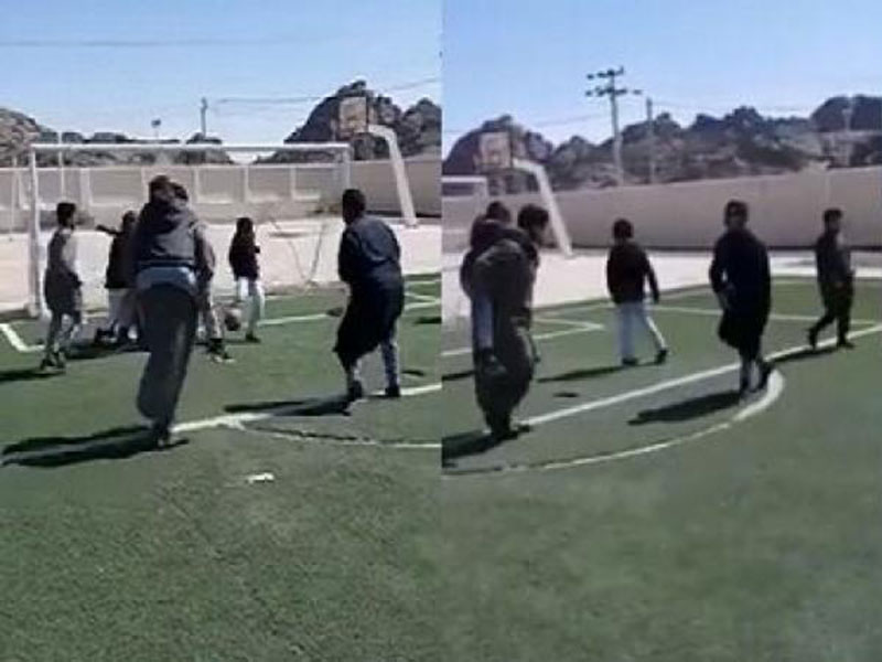 اضغط لمشاهدة الفيديو: طالب ابتدائي بحائل يحمل زميله الكفيف ليلعب الكرة